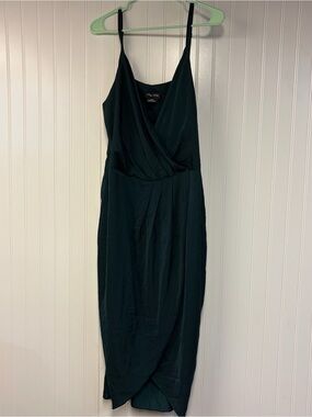 City Chic Deep Teal Green Faux Wrap Midi Dress - Sleeveless V-Neck S/16